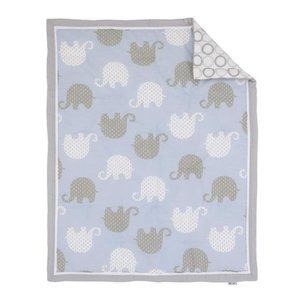 Blue/Grey Elephant - 4-Piece Nursery Crib Bedding Set